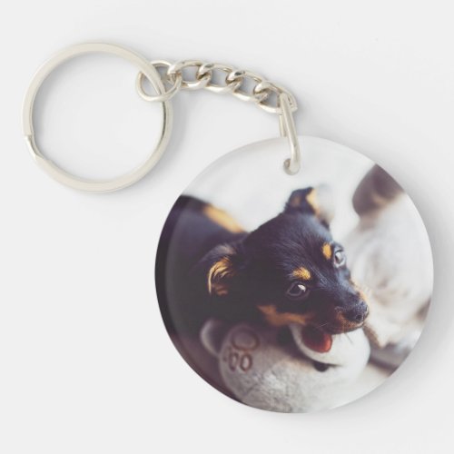 Personalized Double Sided Puppy Dog Pet Key chain