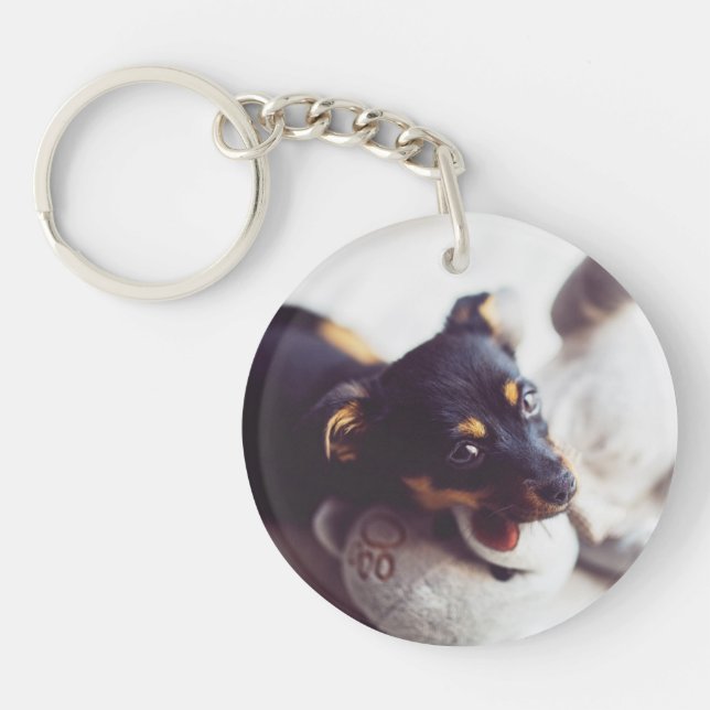 Personalized Double Sided Puppy Dog Pet Key chain (Front)