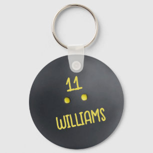 Personalized Double yellow dot squash ball metal  Keychain