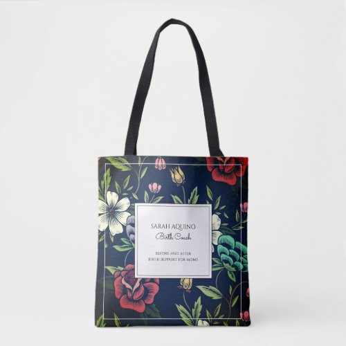 Personalized Doula Midwife Floral Tote Bag