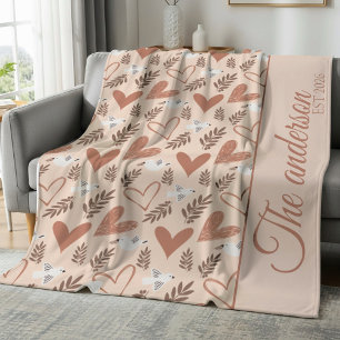 Personalized Dove & Heart Christian Pattern  Fleece Blanket