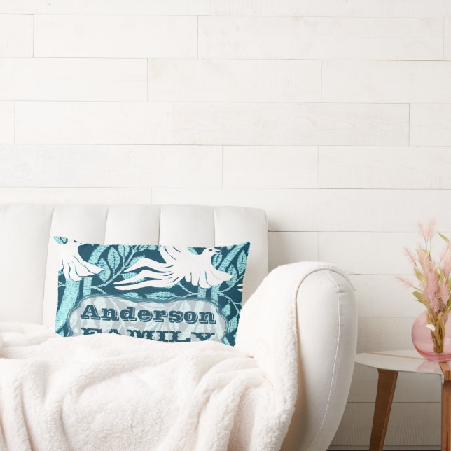 Personalized Dove Love Bird Family Established Lumbar Pillow (Couch)