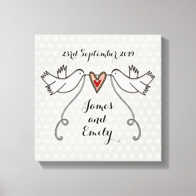 Personalized Doves Canvas Picture Wedding Gift (Front)