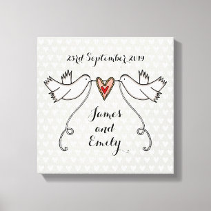 Personalized Doves Canvas Picture Wedding Gift Print