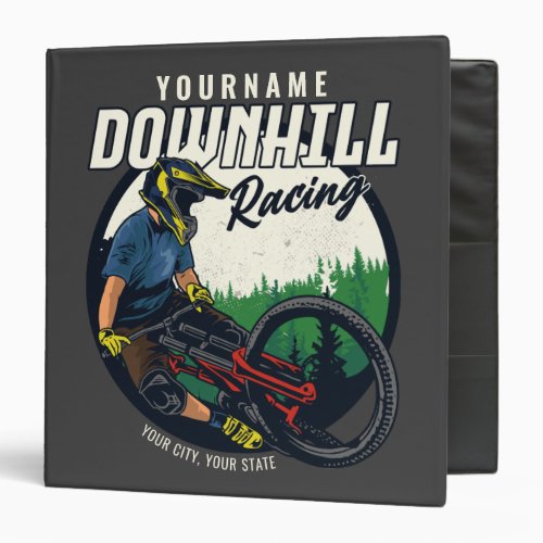 Personalized Downhill Racing Mountain Bike Trail   3 Ring Binder