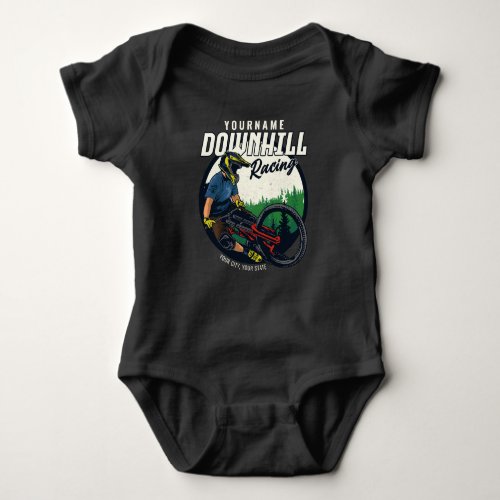 Personalized Downhill Racing Mountain Bike Trail   Baby Bodysuit