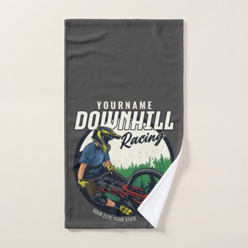 Personalized Downhill Racing Mountain Bike Trail   Bath Towel Set