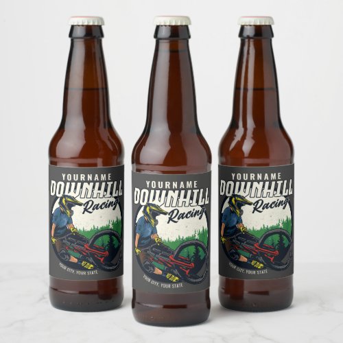 Personalized Downhill Racing Mountain Bike Trail  Beer Bottle Label