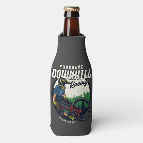 Personalized Downhill Racing Mountain Bike Trail   Bottle Cooler