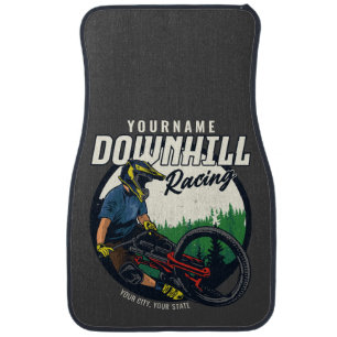 Personalized Downhill Racing Mountain Bike Trail Car Floor Mat