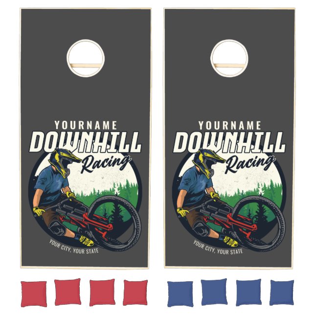 Personalized Downhill Racing Mountain Bike Trail   Cornhole Set (Set)