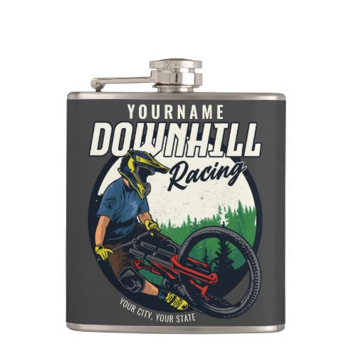 Personalized Downhill Racing Mountain Bike Trail  Flask
