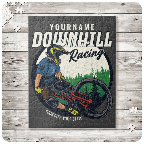 Personalized Downhill Racing Mountain Bike Trail  Jigsaw Puzzle