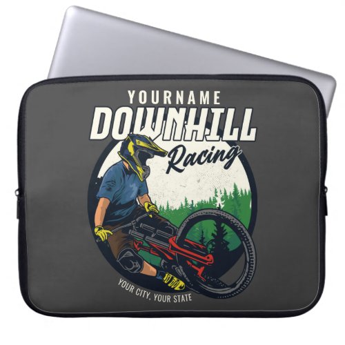 Personalized Downhill Racing Mountain Bike Trail Laptop Sleeve