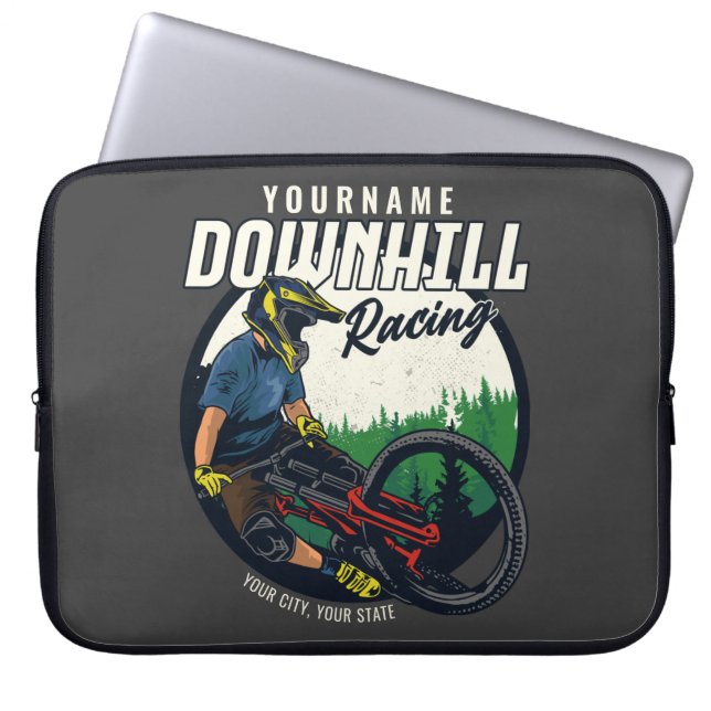Personalized Downhill Racing Mountain Bike Trail Laptop Sleeve (Front)