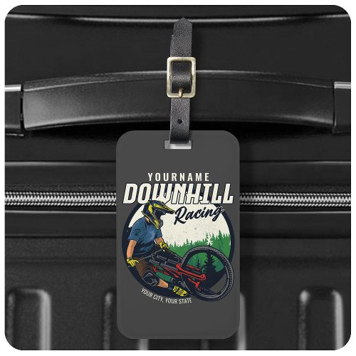 Personalized Downhill Racing Mountain Bike Trail  Luggage Tag