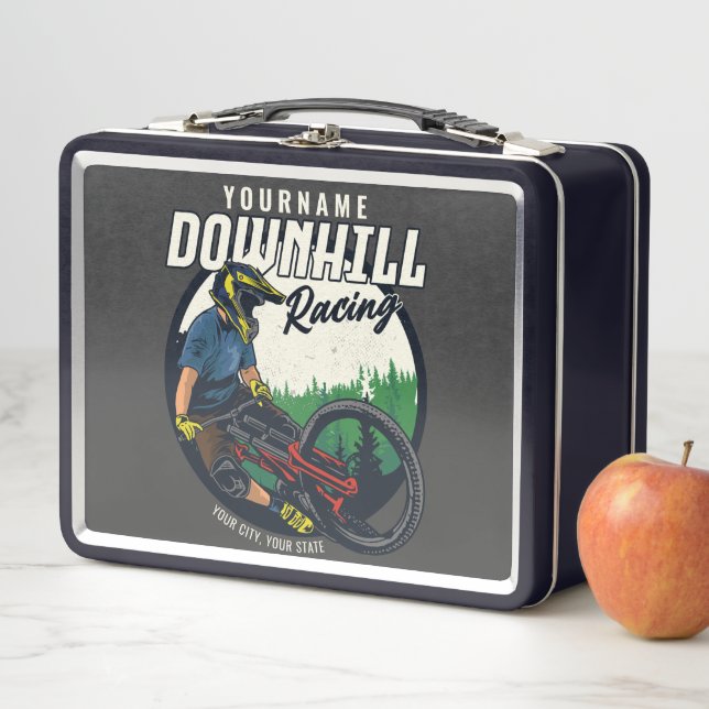 Personalized Downhill Racing Mountain Bike Trail   Metal Lunch Box (In Situ)
