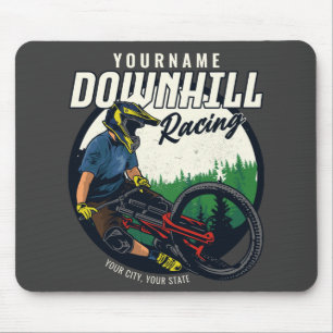 Personalized Downhill Racing Mountain Bike Trail Mouse Pad