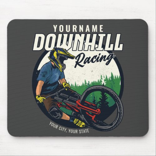 Personalized Downhill Racing Mountain Bike Trail   Mouse Pad