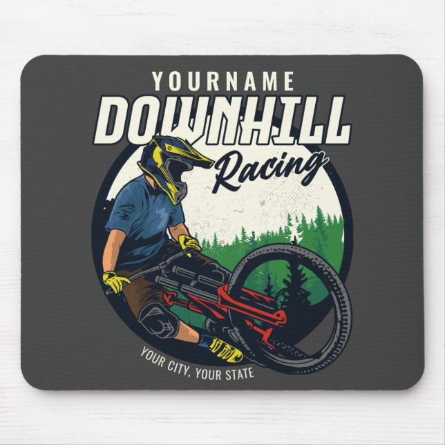 Personalized Downhill Racing Mountain Bike Trail   Mouse Pad (Front)