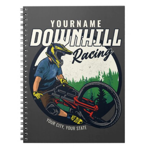 Personalized Downhill Racing Mountain Bike Trail   Notebook