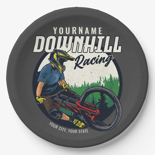 Personalized Downhill Racing Mountain Bike Trail   Paper Plates