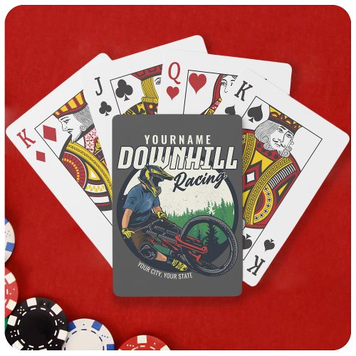 Personalized Downhill Racing Mountain Bike Trail  Poker Cards