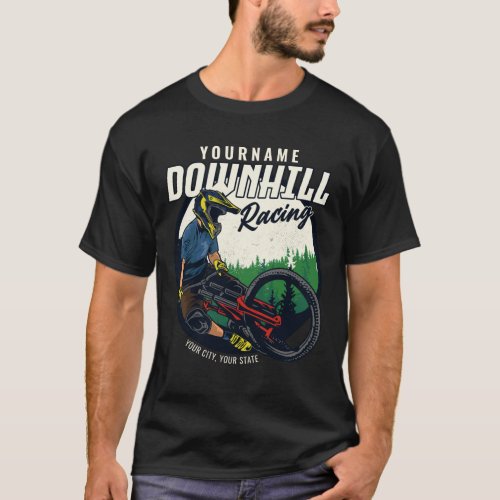 Personalized Downhill Racing Mountain Bike Trail   T_Shirt