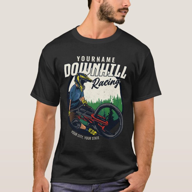 Personalized Downhill Racing Mountain Bike Trail   T-Shirt (Front)