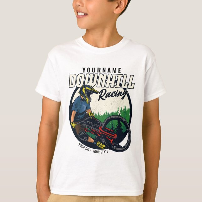 Personalized Downhill Racing Mountain Bike Trail   T-Shirt (Front)
