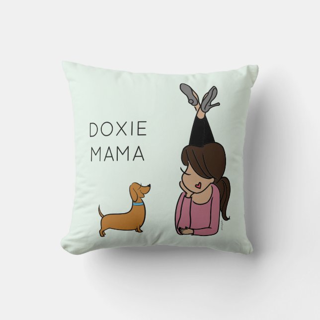 Personalized Doxie Mama Throw Pillow (Front)