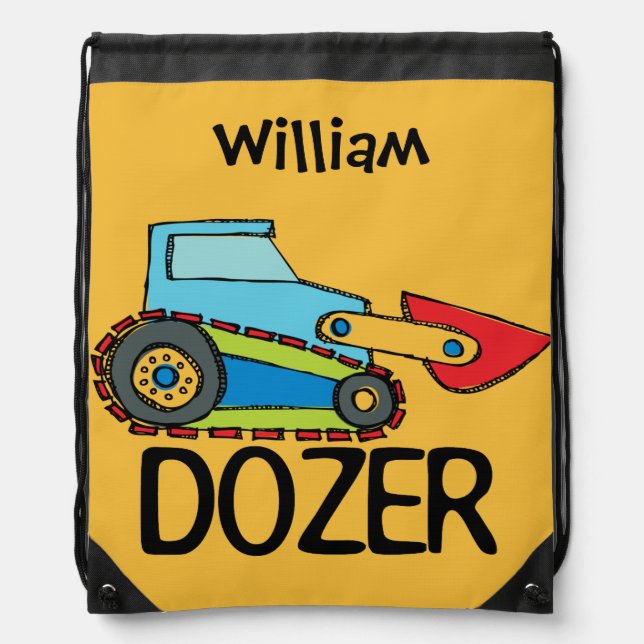 Personalized Dozer Drawstring Bag (Front)