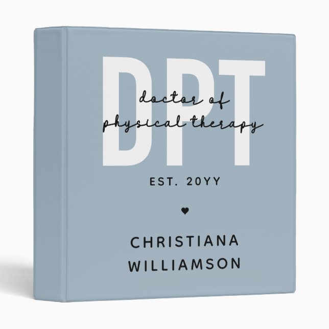 Personalized DPT Doctor of Physical Therapy 3 Ring Binder (Front/Spine)