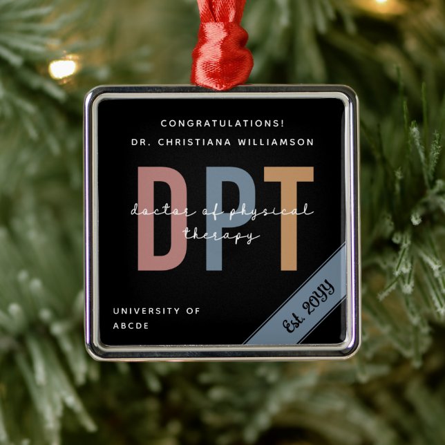 Personalized DPT Doctor of Physical Therapy Chic Metal Ornament (Tree)