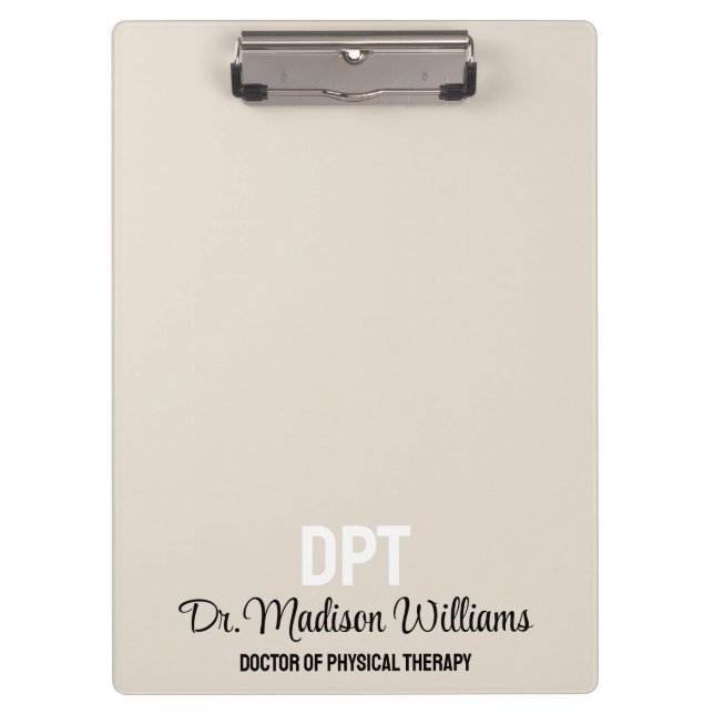 Personalized DPT Doctor of Physical Therapy Gift Clipboard (Front)