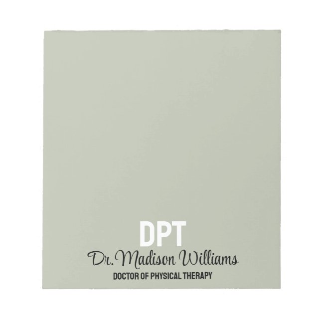 Personalized DPT Doctor of Physical Therapy Gift Notepad (Front)