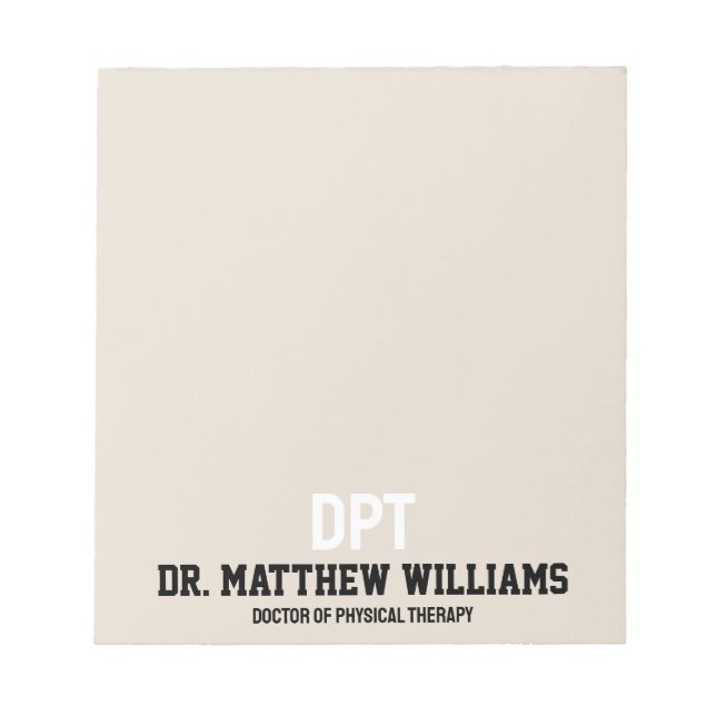 Personalized DPT Doctor of Physical Therapy Gift Notepad (Front)