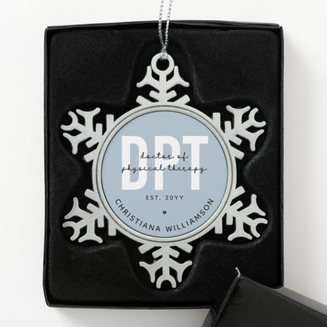 Personalized DPT Doctor of Physical Therapy Snowflake Pewter Christmas Ornament (Box)