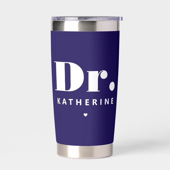 Personalized Dr Bold Typography Doctor Graduation Insulated Tumbler (Left)