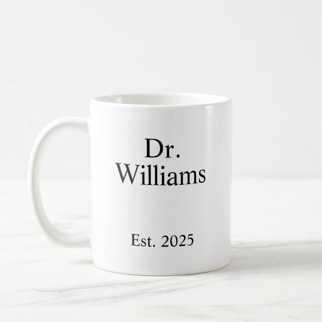 Personalized Dr Coffee Mug, name Ceramic Mug E (Left)