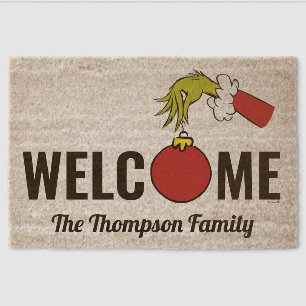 Personalized Dr. Seuss Grinch   Holiday Welcome Fiber Doormat
