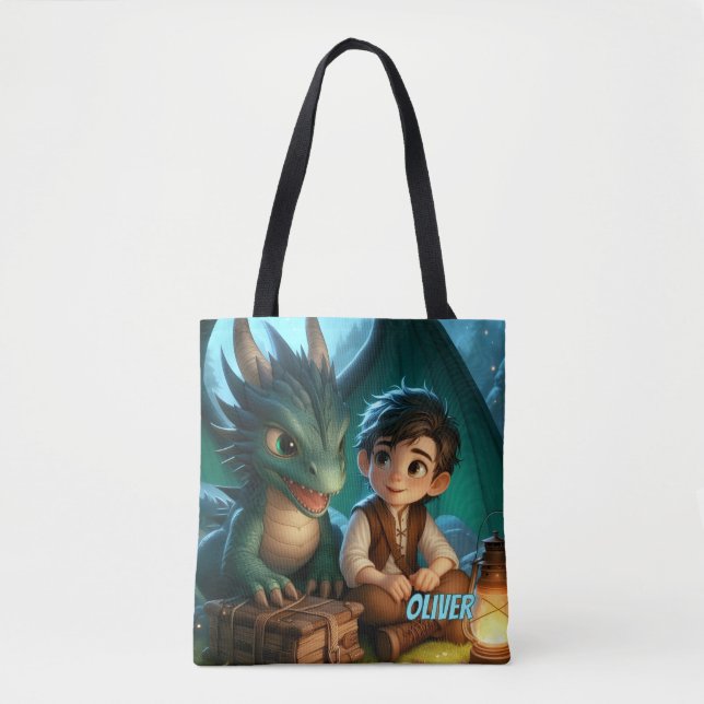 Personalized Dragon Adventure Tote Bag for Kids (Front)