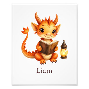 Personalized Dragon Art Print Custom Nursery Kids 