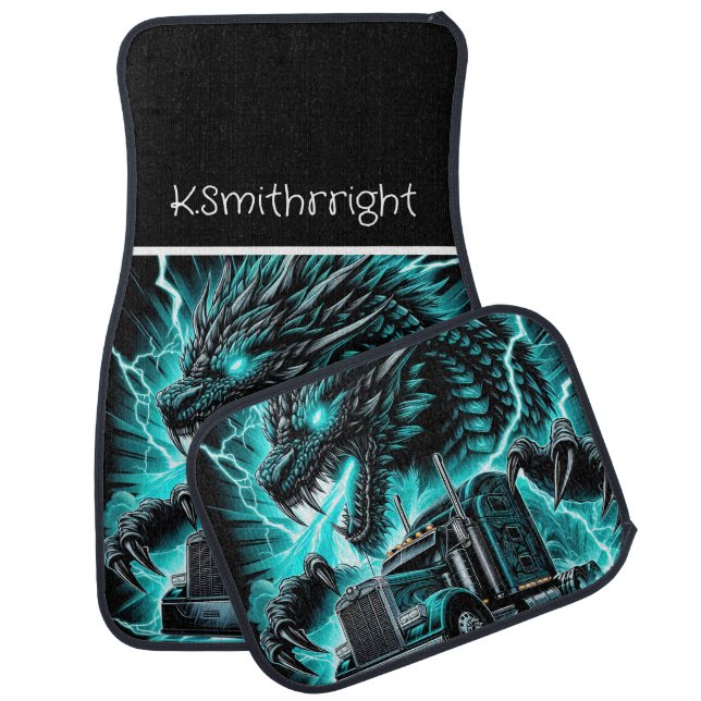  Personalized Dragon Attack Trucker Car Floor Mat (Set)