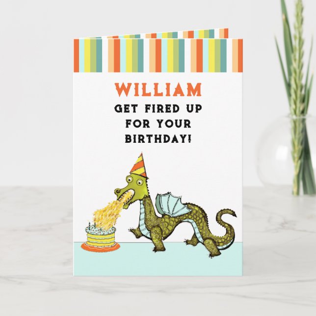 Personalized Dragon Birthday Card (Front)