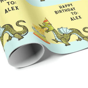 Personalized Dragon Birthday Gift Wrapping Paper