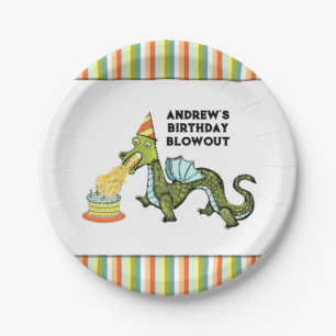Personalized Dragon Birthday Party Paper Plates