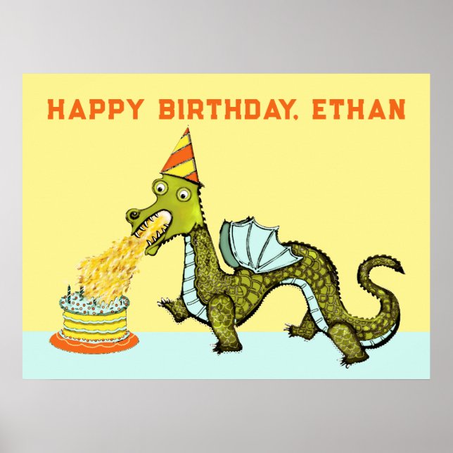 Personalized Dragon Birthday Poster (Front)