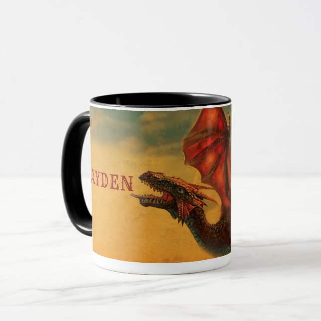Personalized Dragon  Ceramic Coffee Mug (Front Left)
