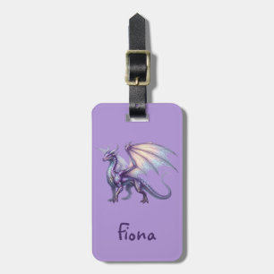 Personalized Dragon Custom Name Purple Gold Luggage Tag